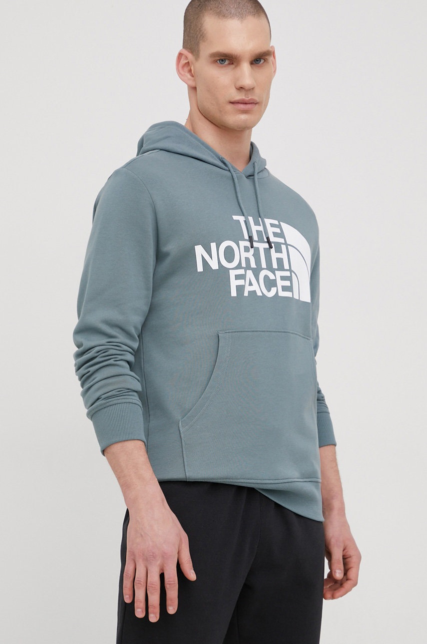 

Памучен суичър The North Face мъжка с принт, Син
