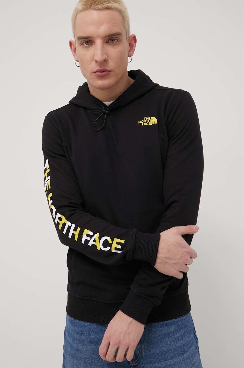 The north face bluza barbati, culoarea negru, cu imprimeu