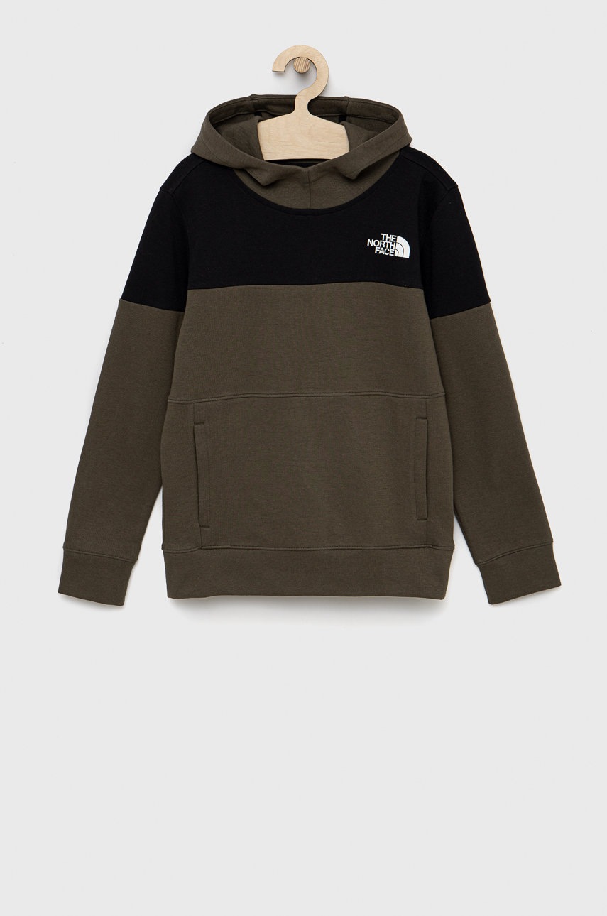 

Детски суичър The North Face в зелено с принт, Зелен
