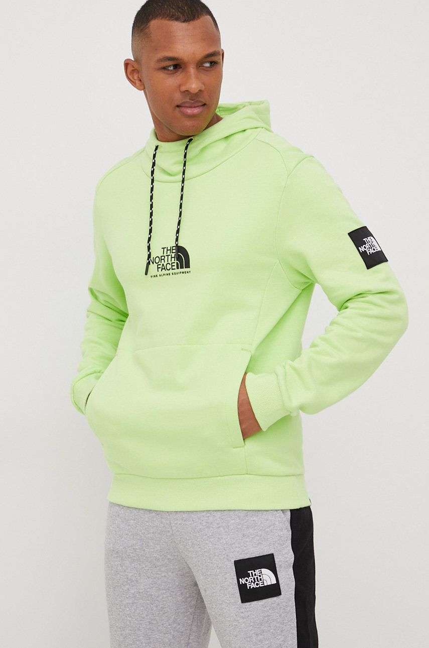 

Памучен суичър The North Face Black Box мъжки в зелено с принт, Зелен