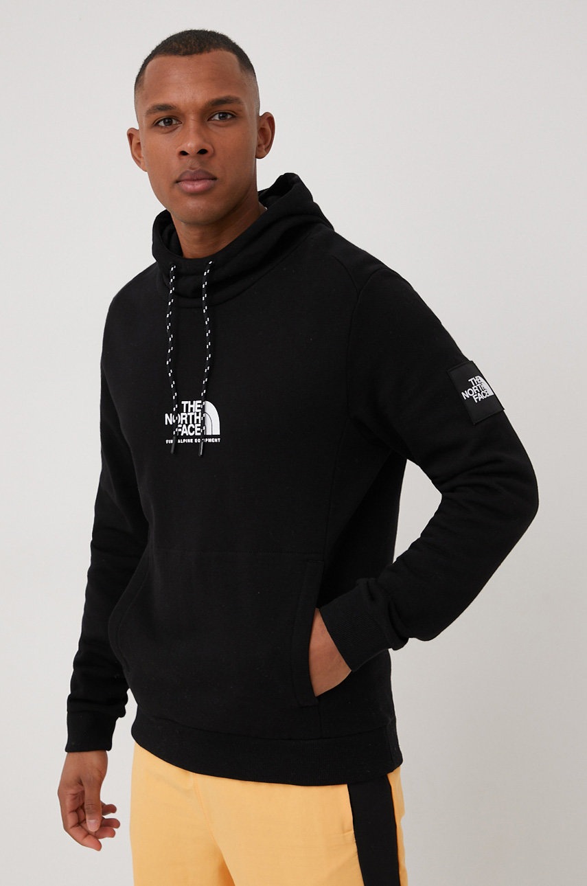 

Памучен суичър The North Face Black Box мъжки в черно с принт, Черен