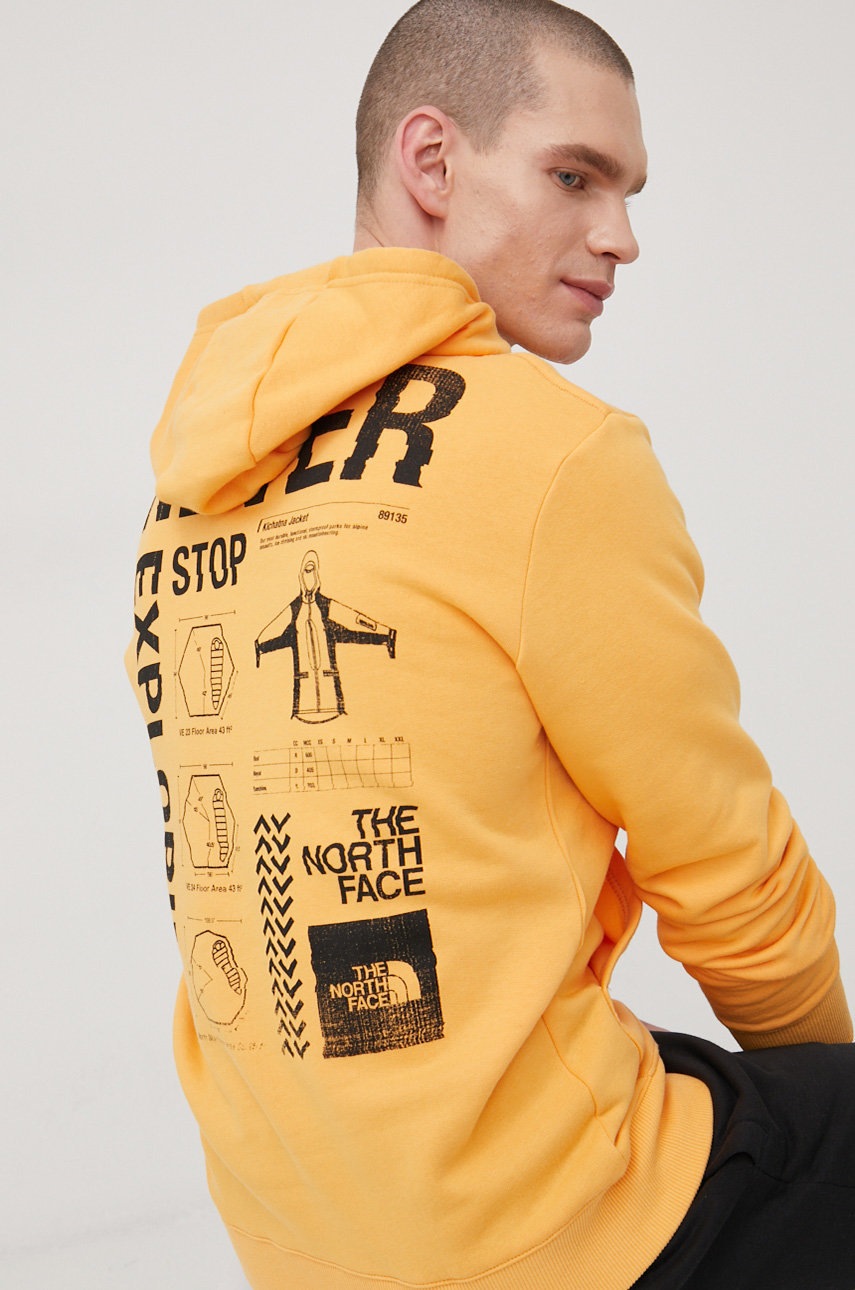 

Памучен суичър The North Face Black Box мъжки в оранжево с принт, Оранжев