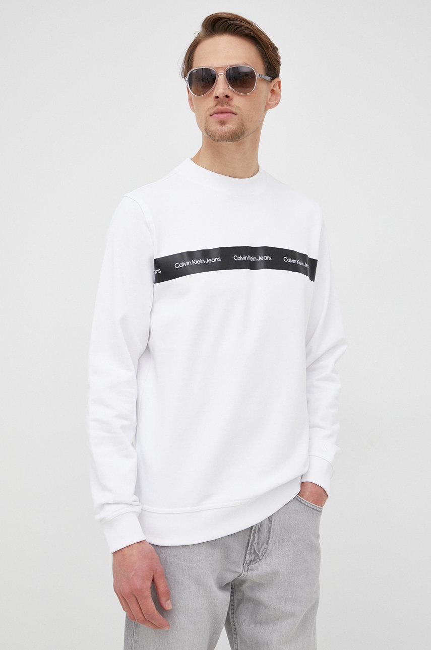 

Суичър Calvin Klein Jeans мъжка в бяло с принт, Бял