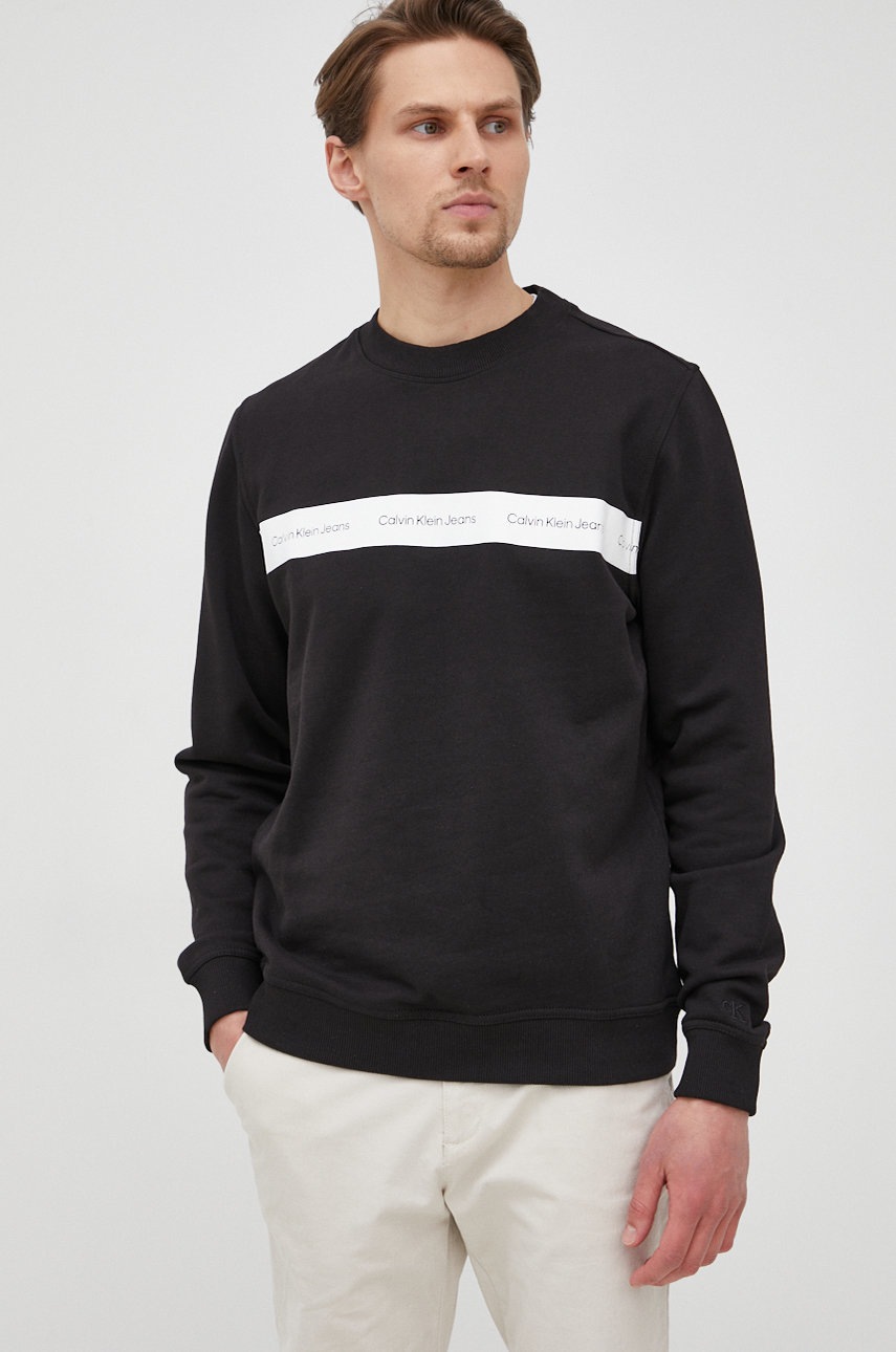 

Суичър Calvin Klein Jeans мъжка в черно с принт, Черен