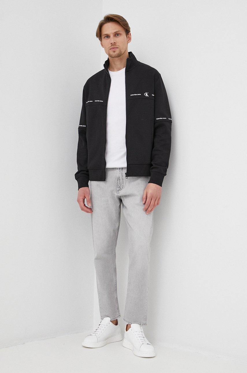 

Суичър Calvin Klein Jeans мъжка в черно с принт, Черен