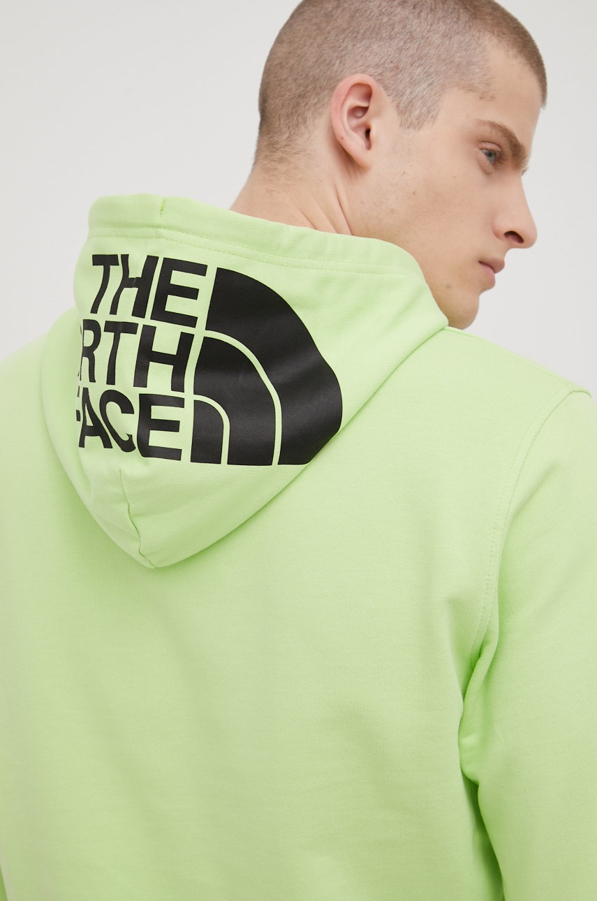 

Памучен суичър The North Face в зелено с принт, Зелен