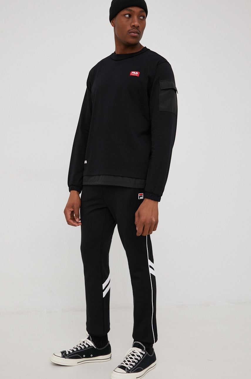 

Хлопковая кофта Fila мужская цвет чёрный с аппликацией