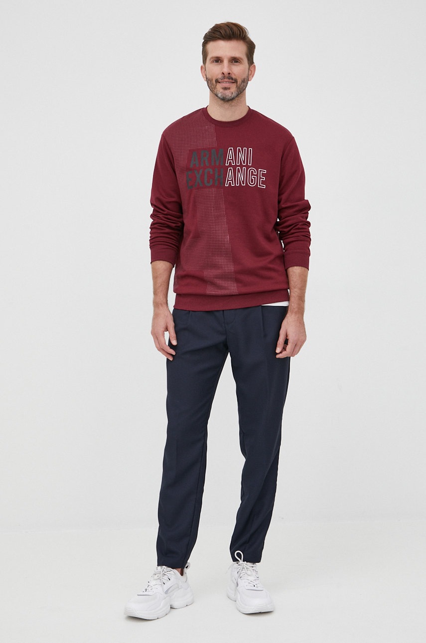 

Кофта Armani Exchange чоловіча колір бордовий з принтом