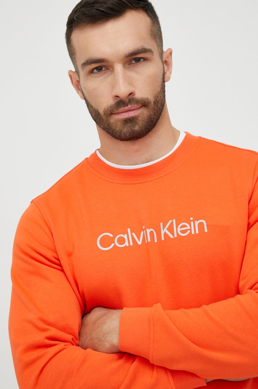 

Спортен суичър Calvin Klein Performance мъжка в оранжево с принт, Оранжев