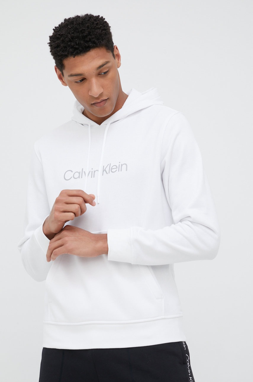 

Спортен суичър Calvin Klein Performance в бяло с принт, Бял