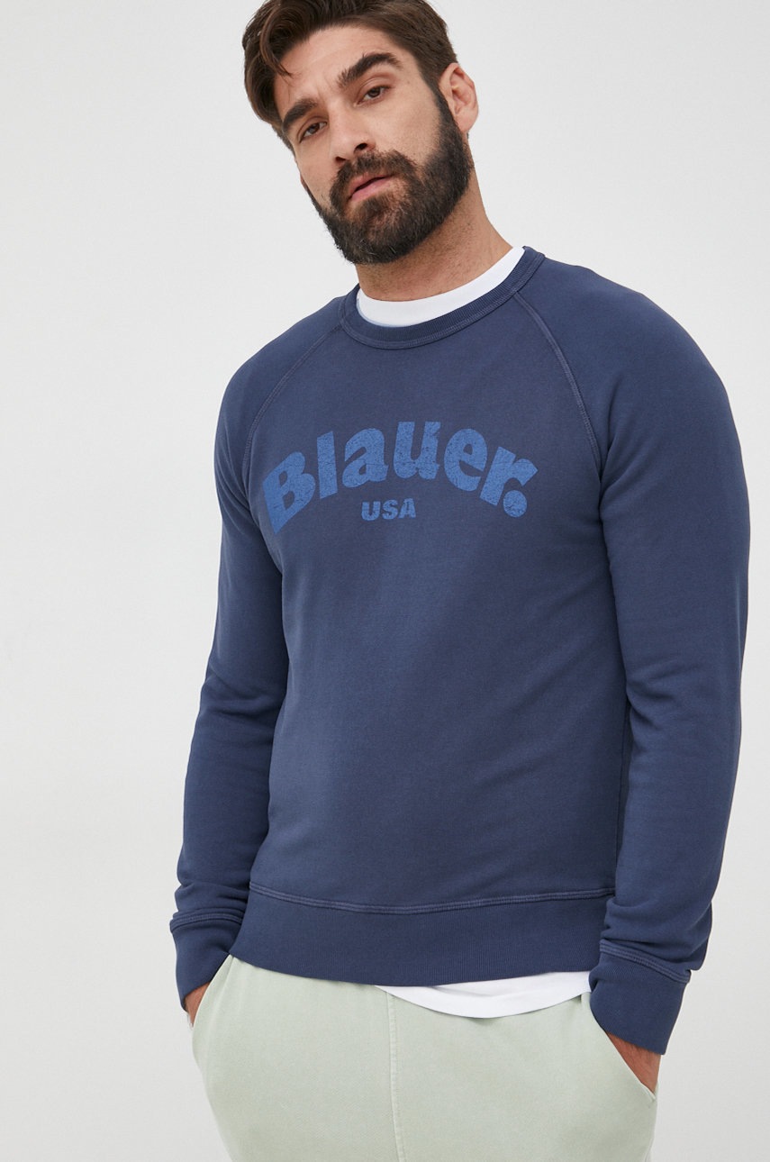 

Памучен суичър Blauer с принт, Син