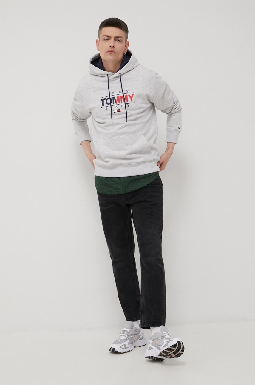 

Хлопковая кофта Tommy Jeans мужская цвет серый меланж