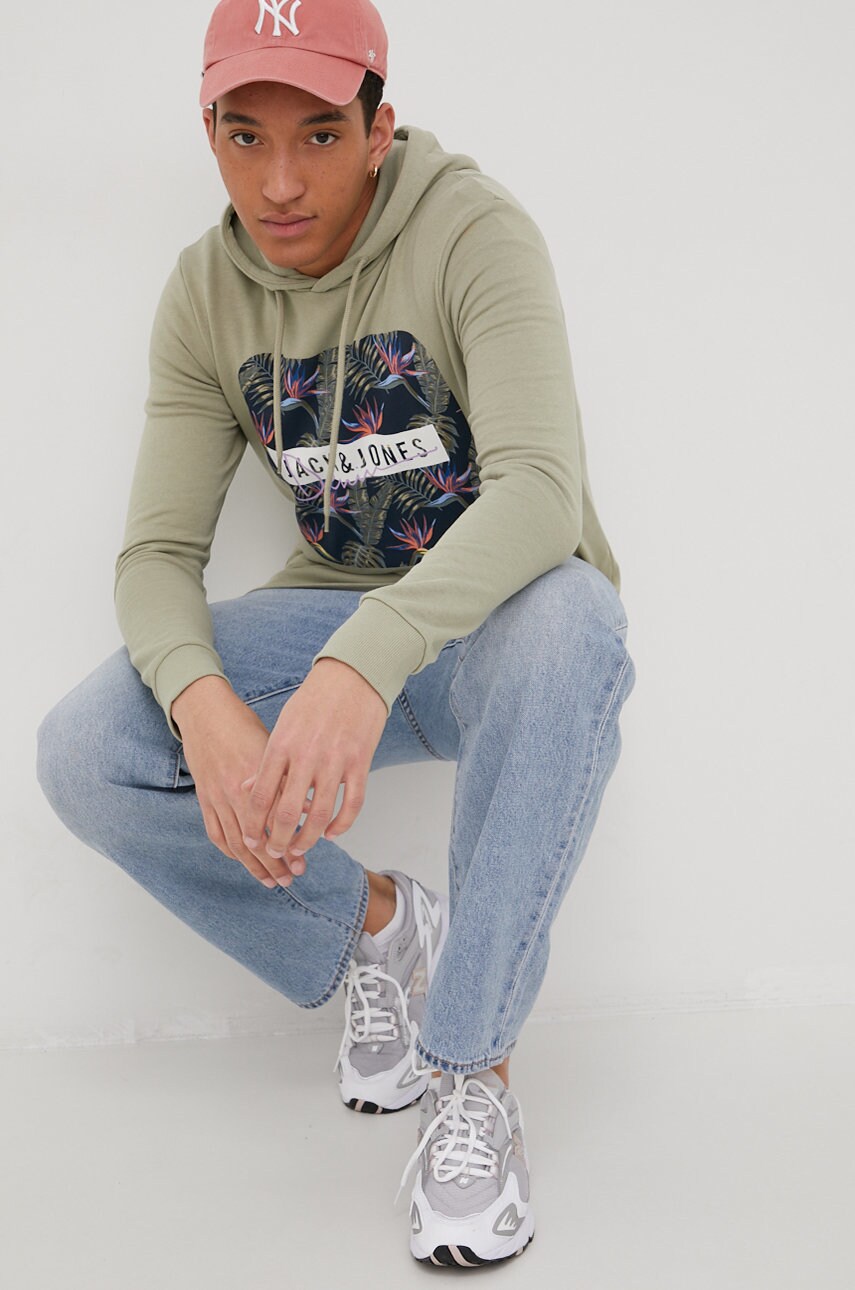 

Суичър Jack & Jones мъжка в зелено с принт, Зелен