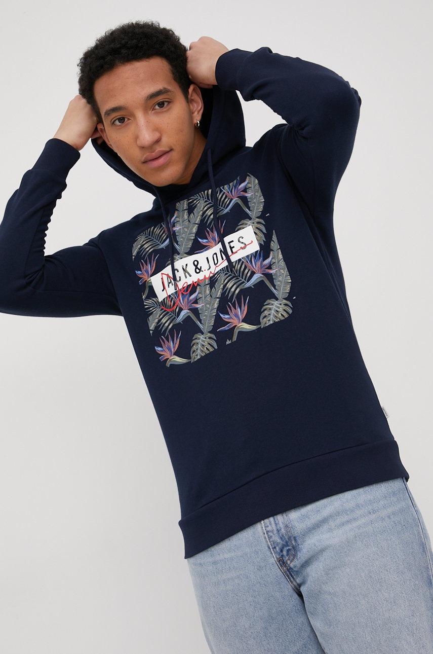 

Суичър Jack & Jones мъжка в тъмносиньо с принт, Тъмносин