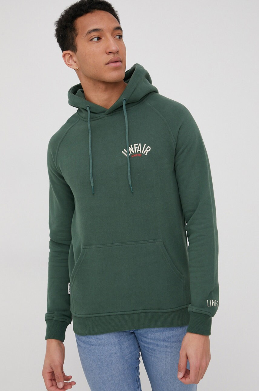 Unfair athletics hanorac de bumbac barbati, culoarea verde, cu imprimeu
