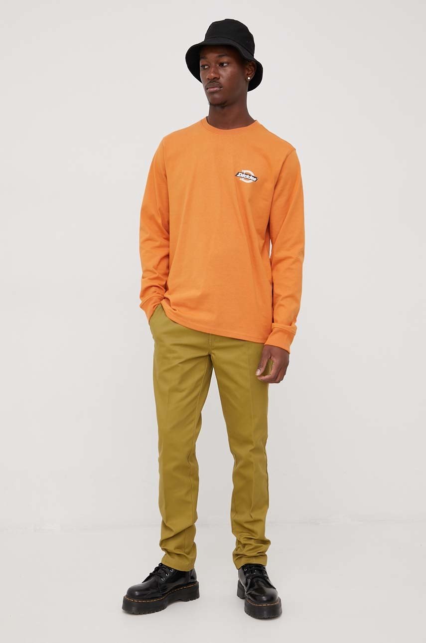 

Хлопковый лонгслив Dickies цвет оранжевый с принтом
