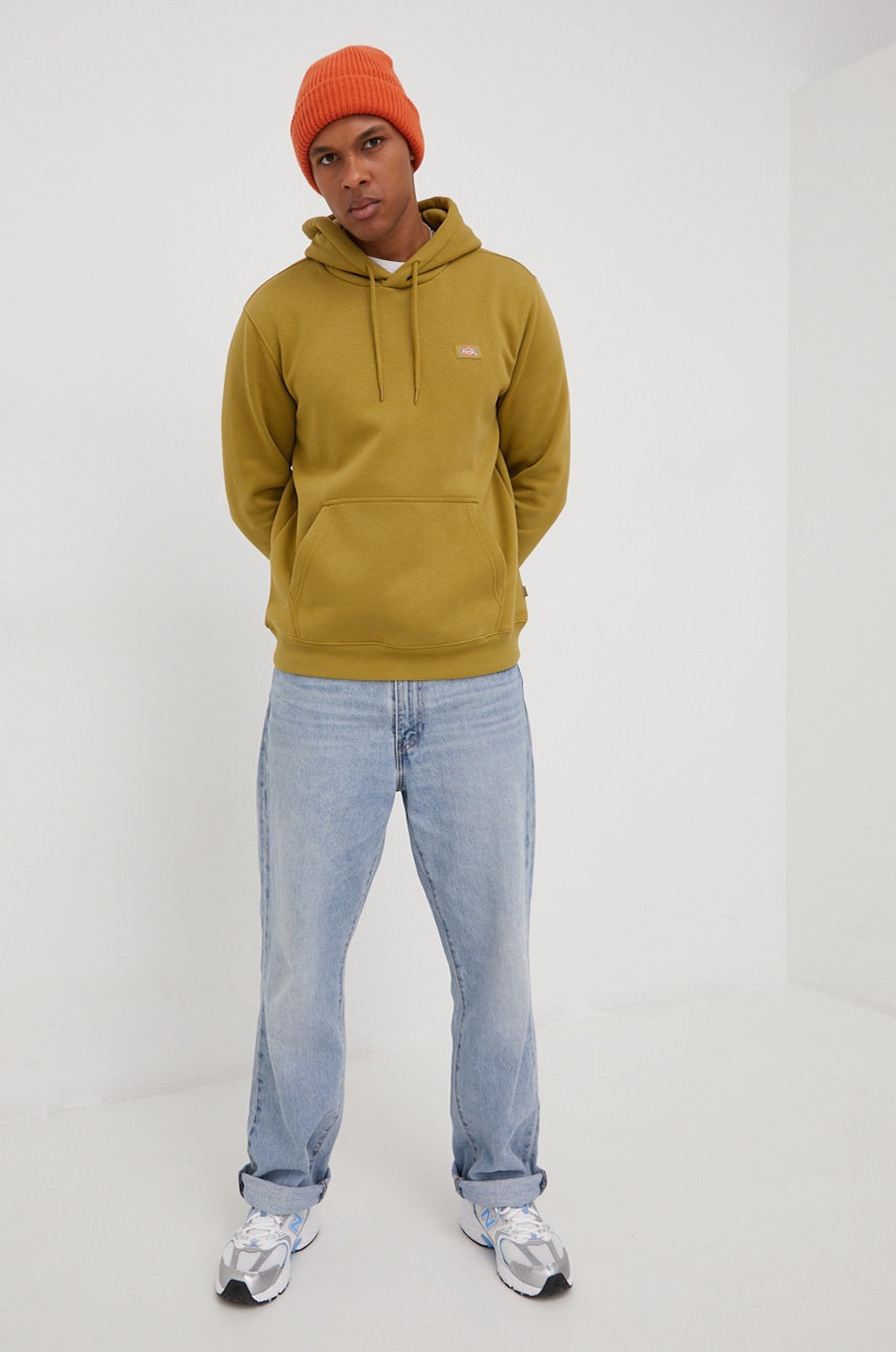 Dickies bluza barbati, culoarea verde, neted Dickies bluza barbati, culoarea verde, neted ANSWEAR