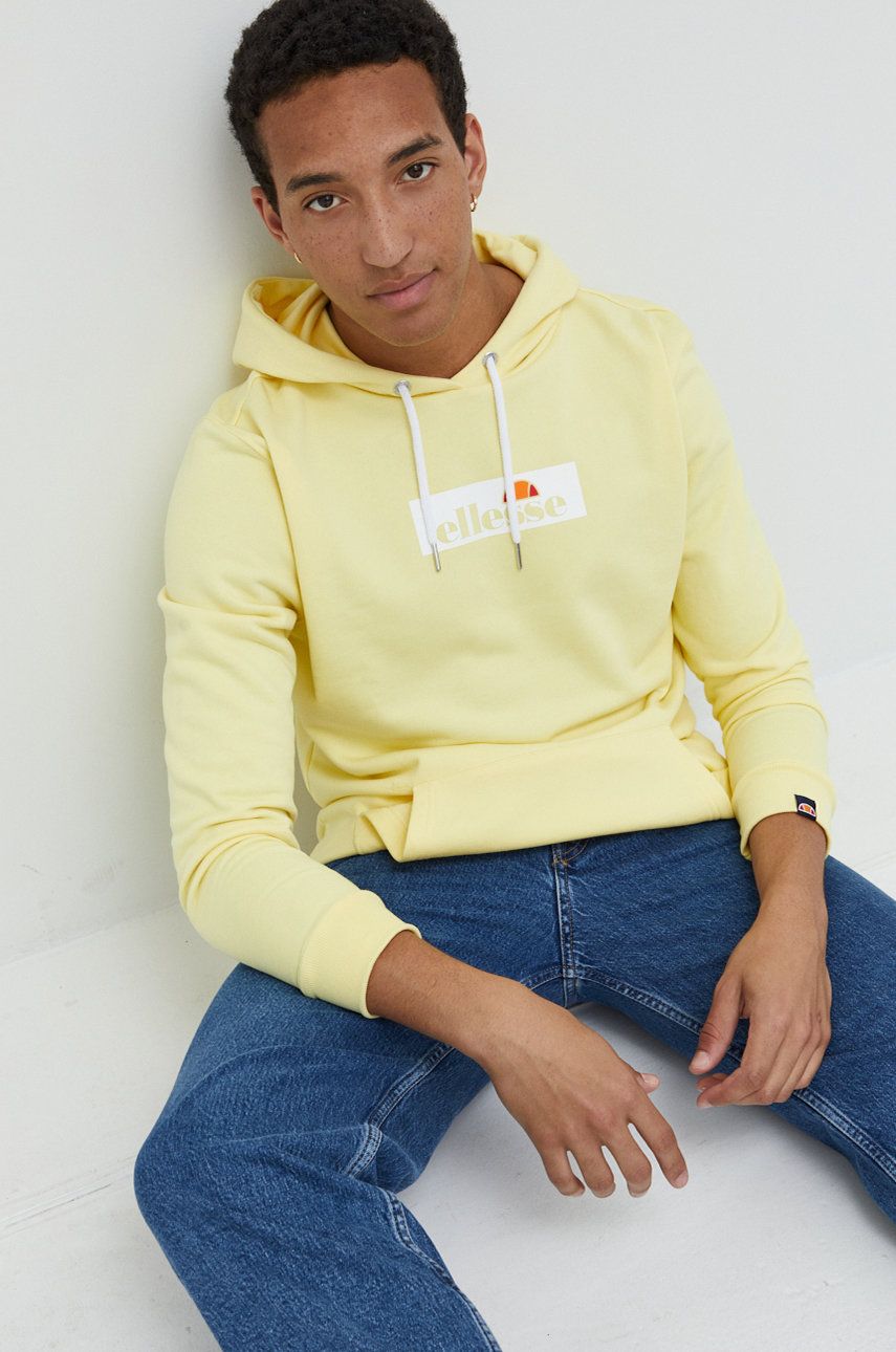 Ellesse bluza męska kolor żółty z kapturem z nadrukiem