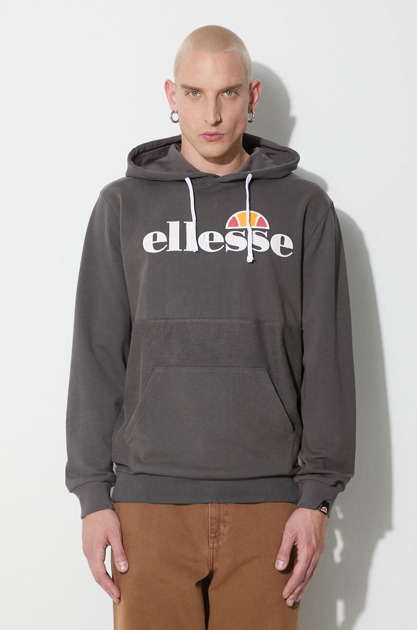 Ellesse Hanorac De Bumbac Barbati, Culoarea Gri, Cu Gluga, Modelator Shn15152-402