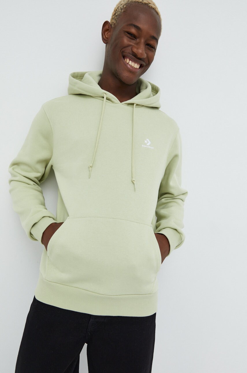 Converse bluza barbati, culoarea verde, neted