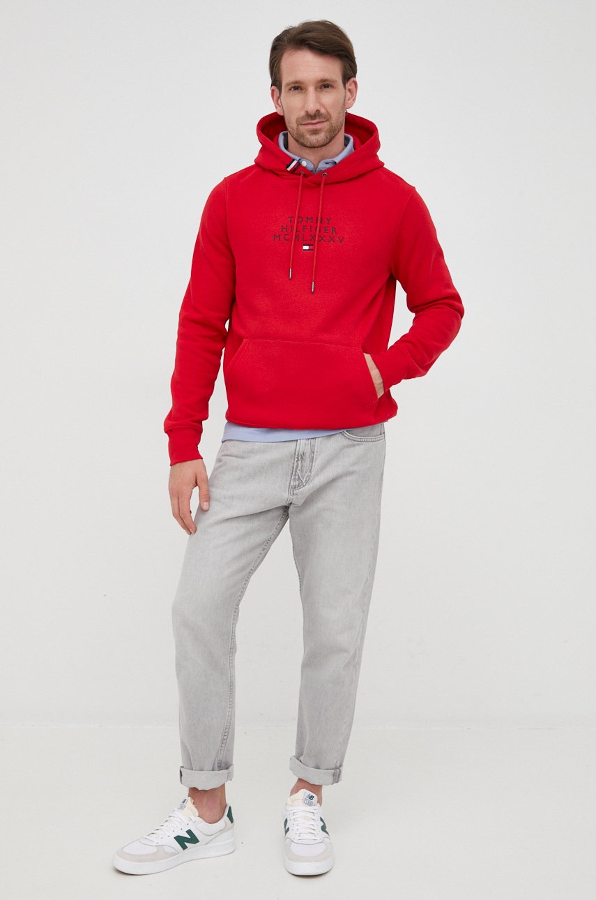 

Суичър Tommy Hilfiger в червено с принт, Червен