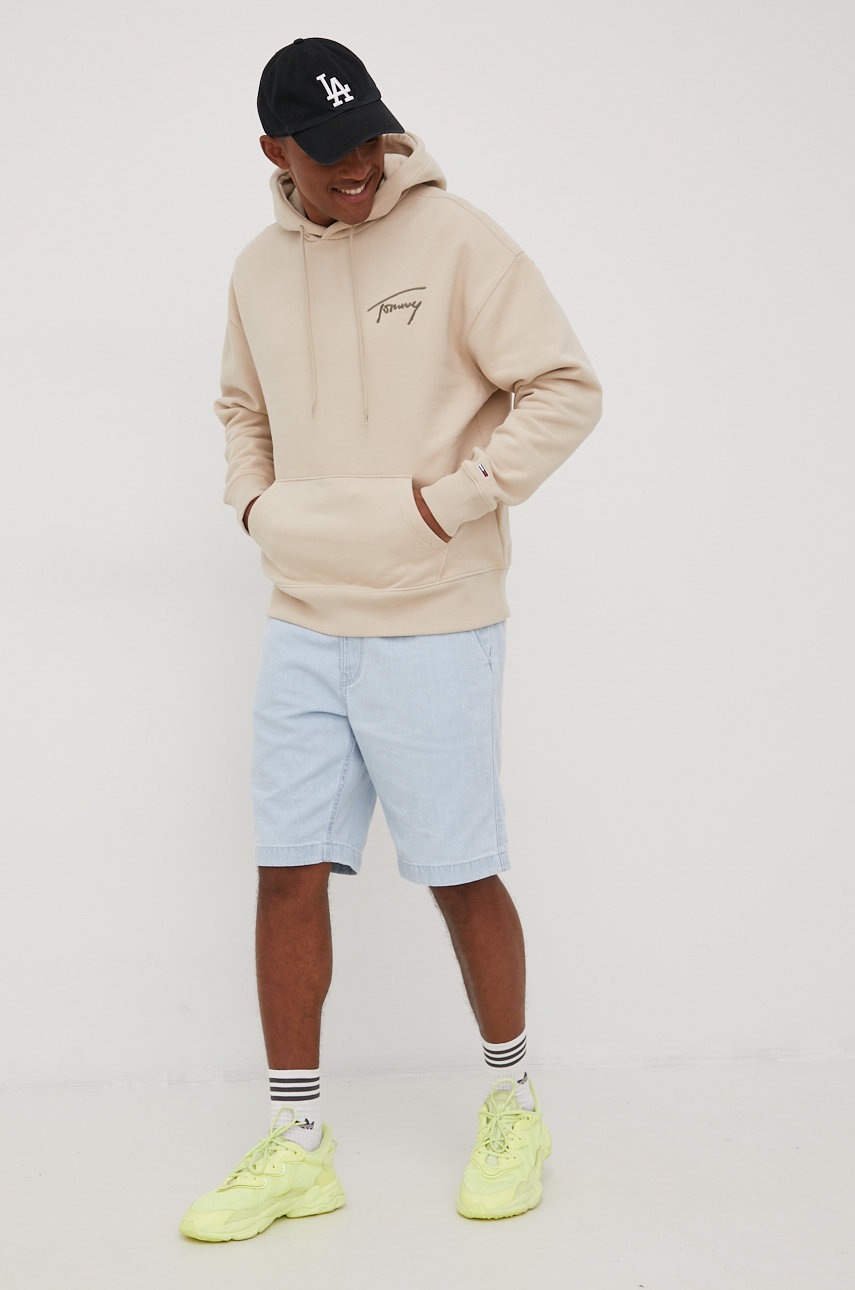 

Кофта Tommy Jeans мужская цвет бежевый с аппликацией