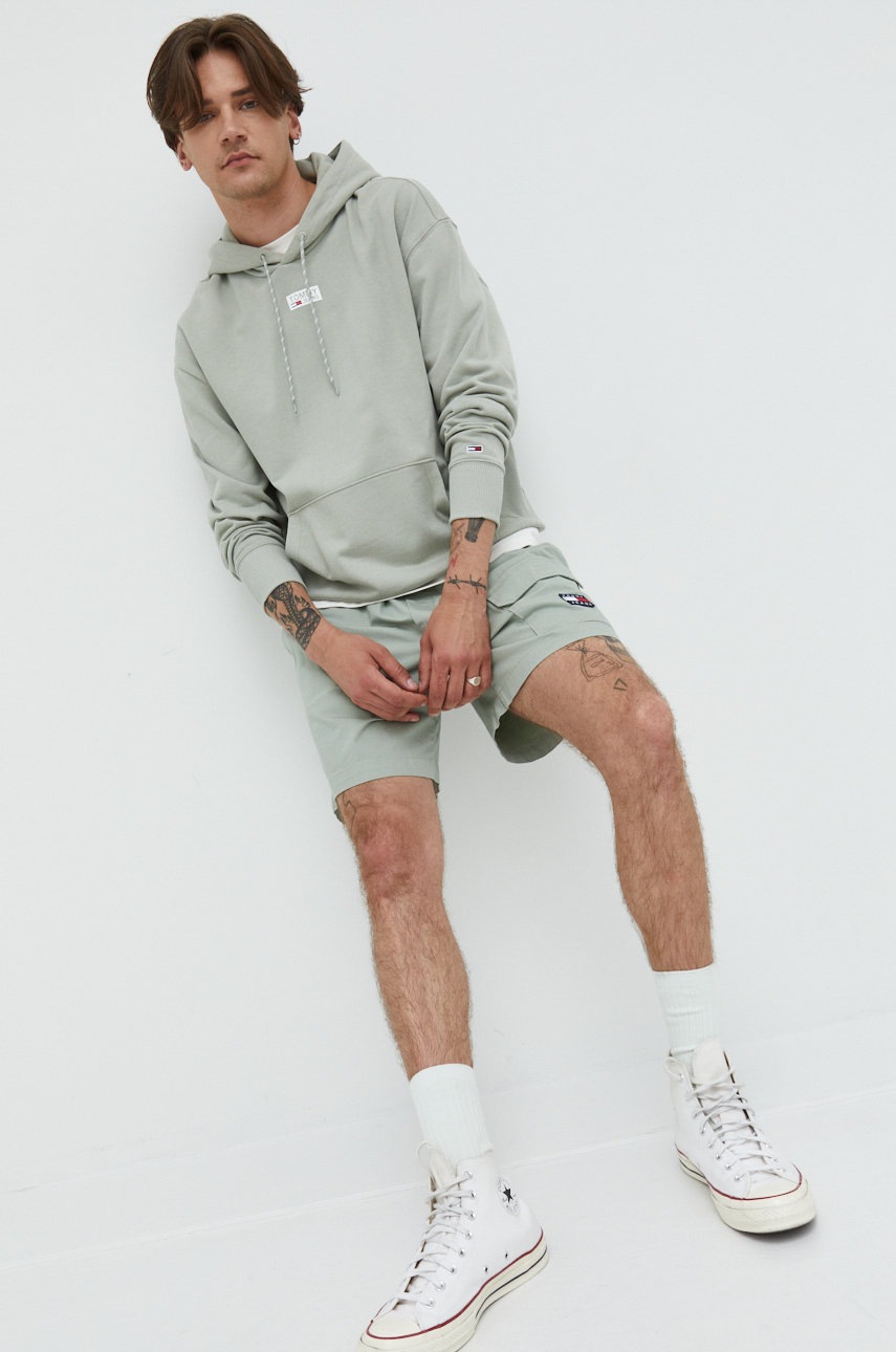 

Бавовняна кофта Tommy Jeans чоловіча колір зелений однотонна