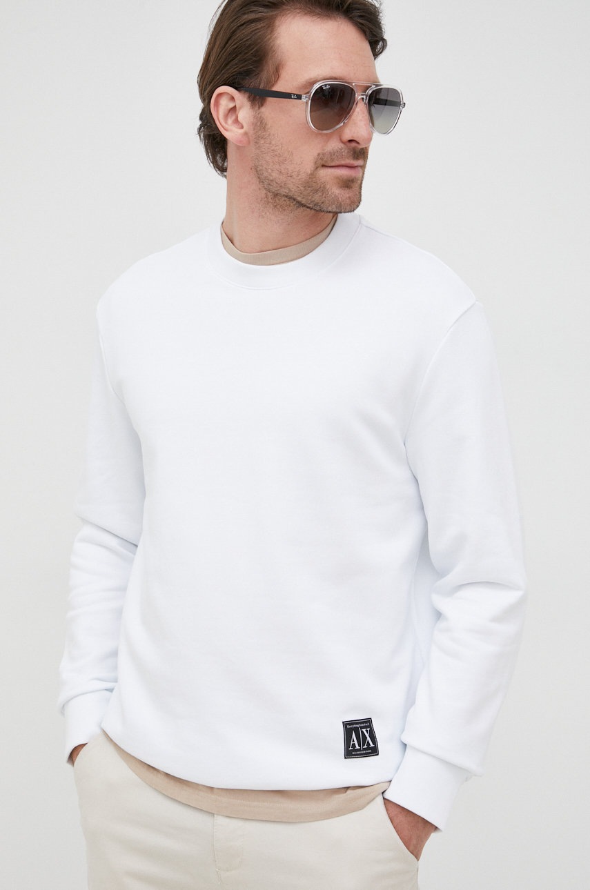 

Бавовняна кофта Armani Exchange чоловіча колір білий однотонна