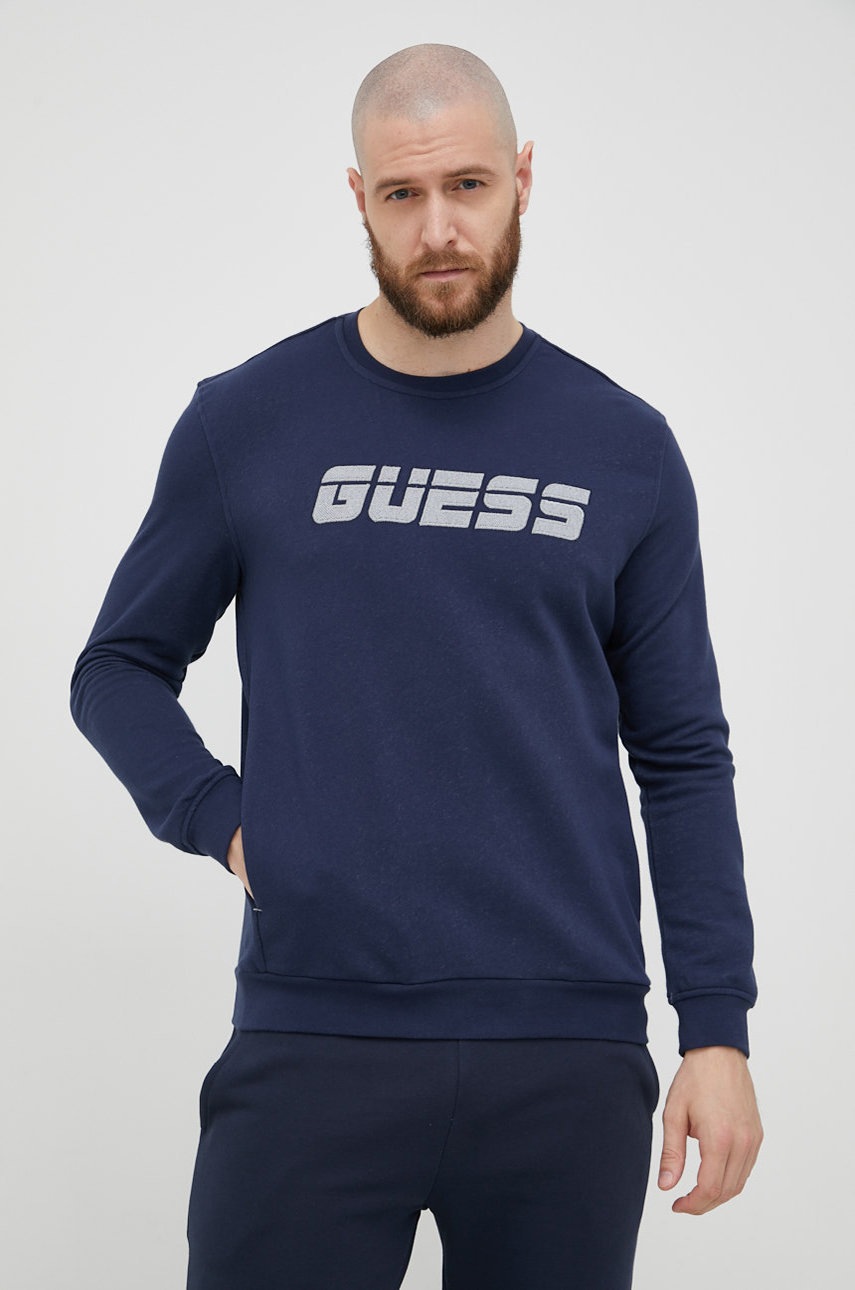

Суичър Guess в тъмносиньо с апликация, Тъмносин