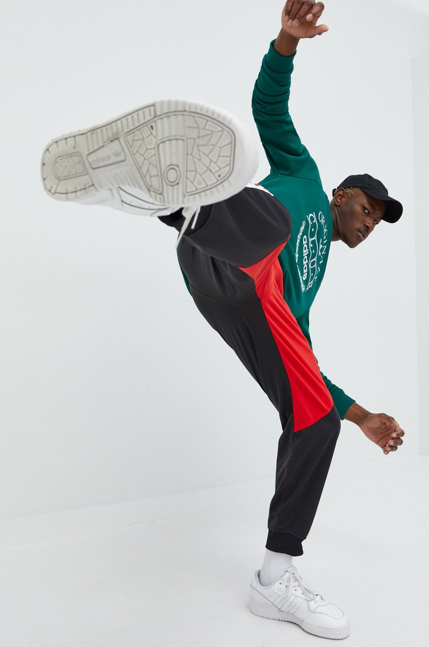 

Хлопковая кофта adidas Originals мужская цвет зелёный с аппликацией