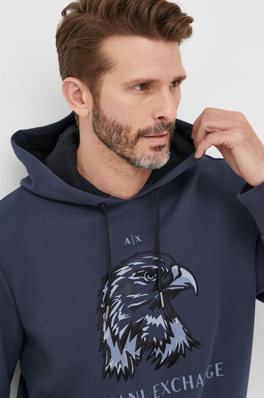 

Суичър Armani Exchange в тъмносиньо с апликация, Тъмносин