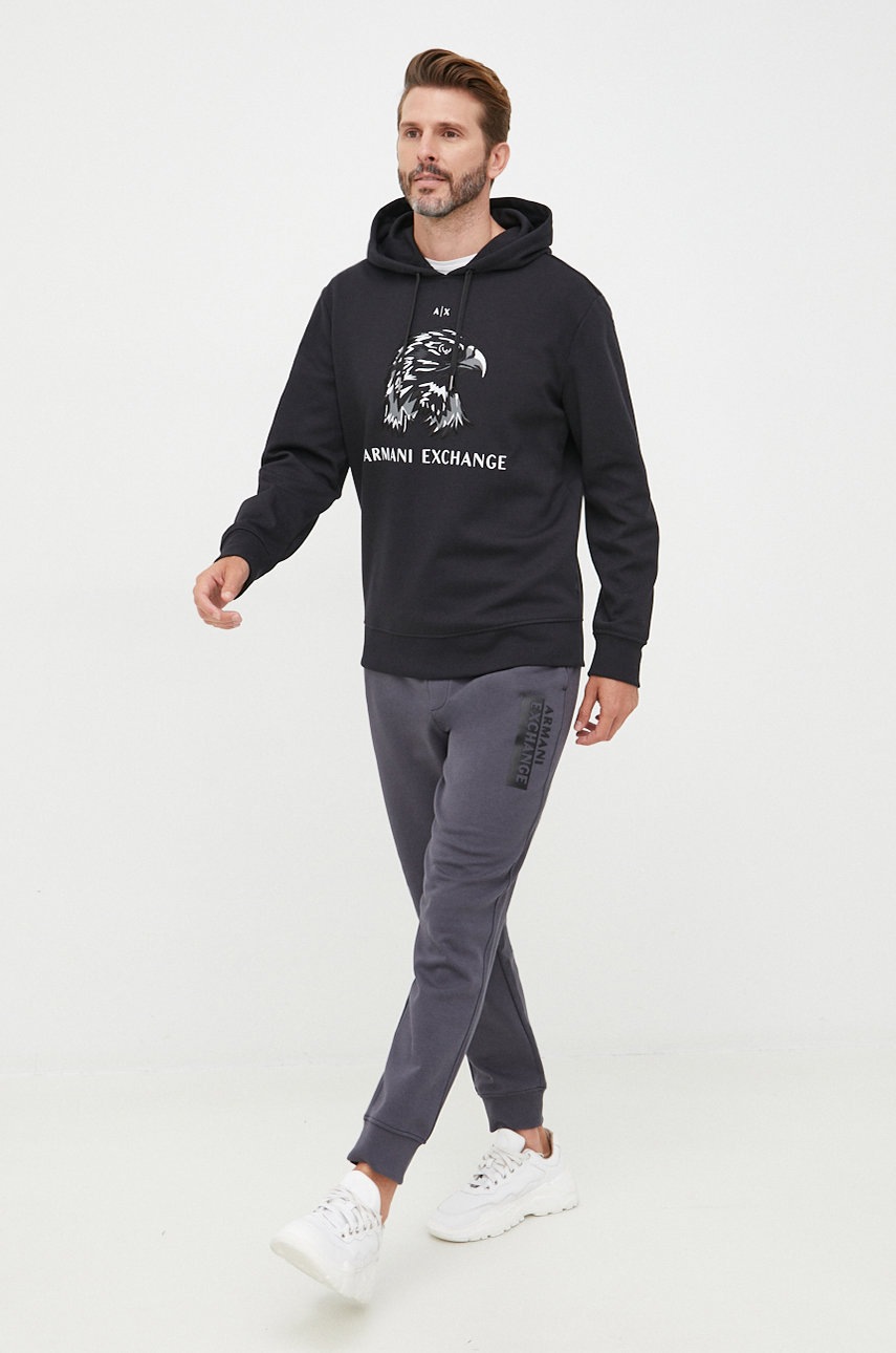 

Кофта Armani Exchange мужская цвет чёрный с аппликацией