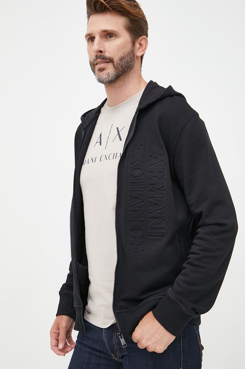 

Памучен суичър Armani Exchange в черно с апликация, Черен