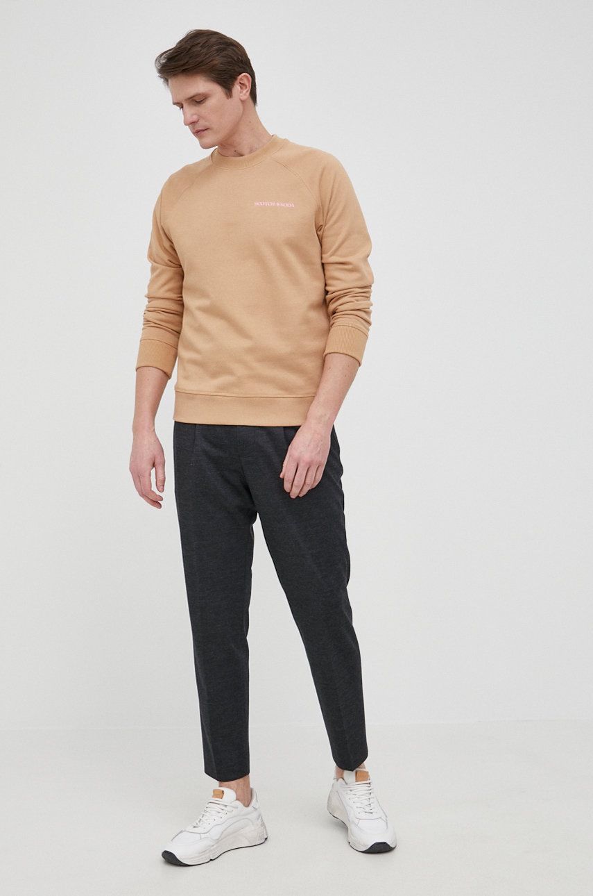 

Хлопковая кофта Scotch & Soda цвет бежевый гладкая