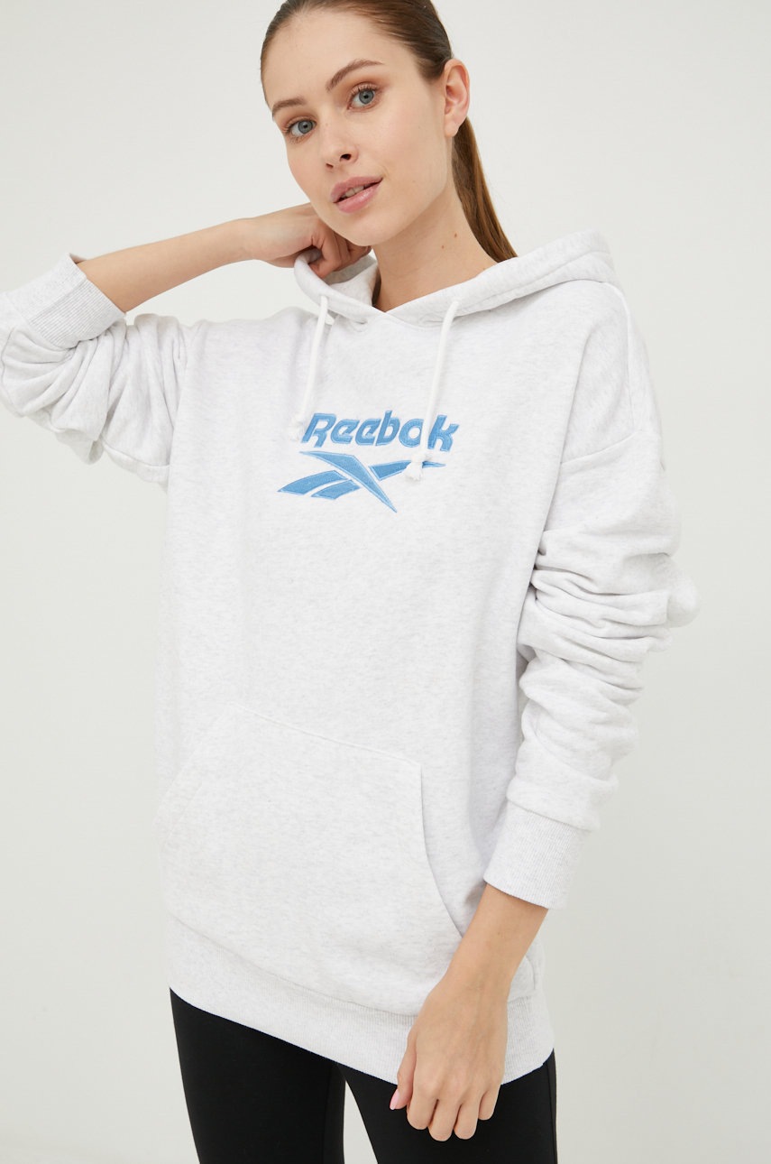 

Хлопковая кофта Reebok Classic H54459 цвет серый с аппликацией