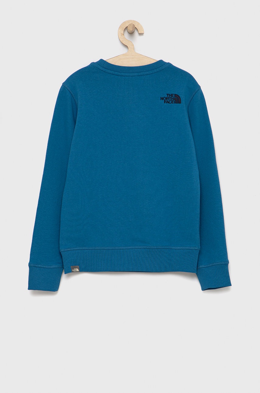 

Дитяча бавовняна кофта The North Face колір синій з аплікацією