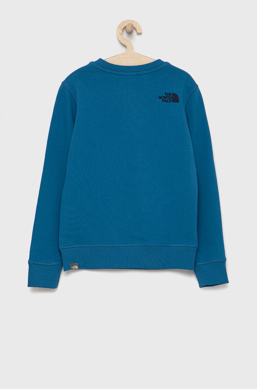 Дитяча бавовняна кофта The North Face колір синій з аплікацією