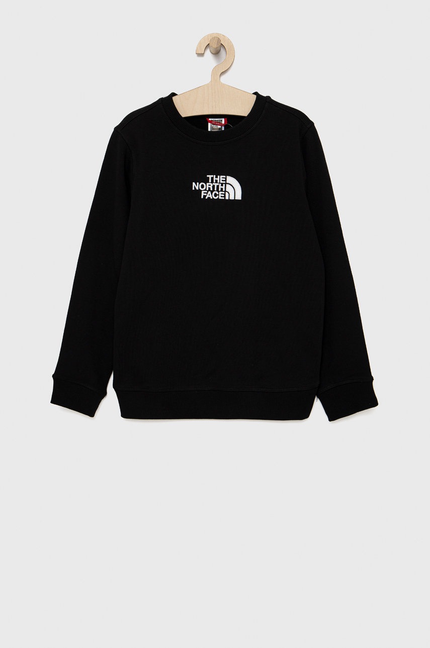 

Детски памучен суичър The North Face в черно с апликация, Черен