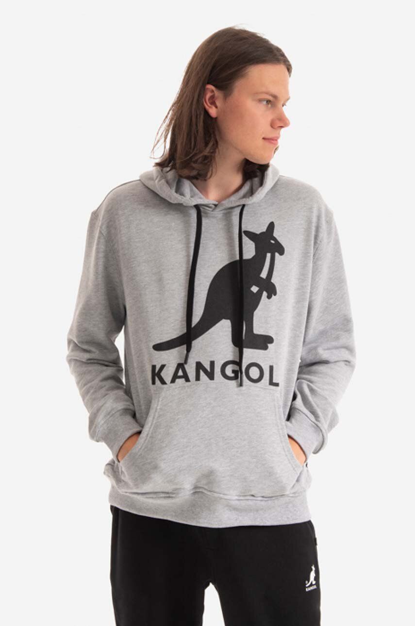 Kangol hanorac de bumbac culoarea negru, cu glugă, cu imprimeu KLEU001-99