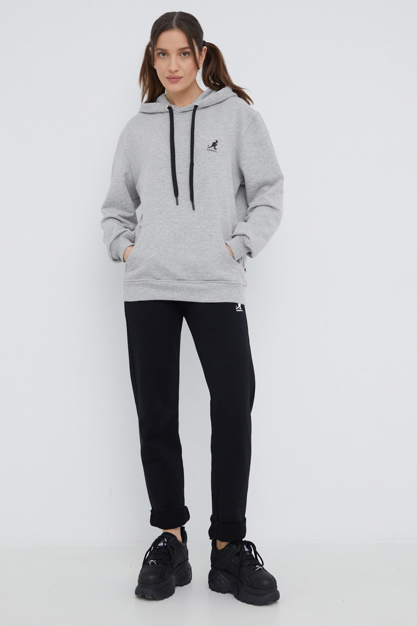 

Хлопковая кофта Kangol цвет серый однотонная