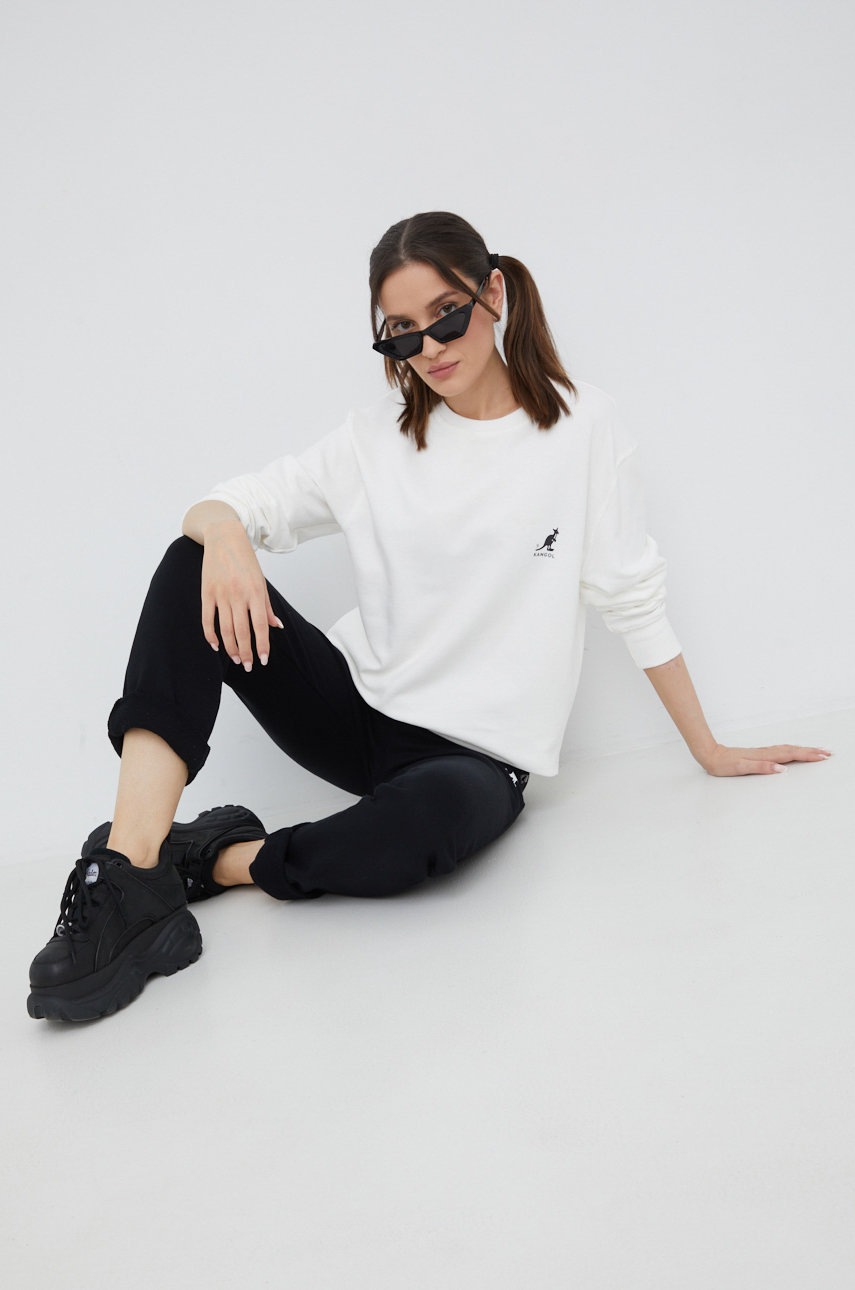 

Хлопковая кофта Kangol цвет бежевый однотонная