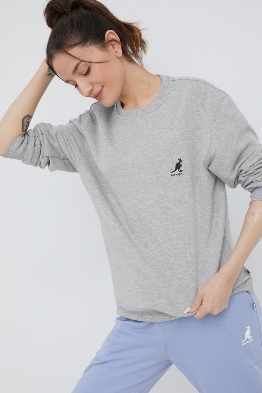 

Хлопковая кофта Kangol цвет серый однотонная
