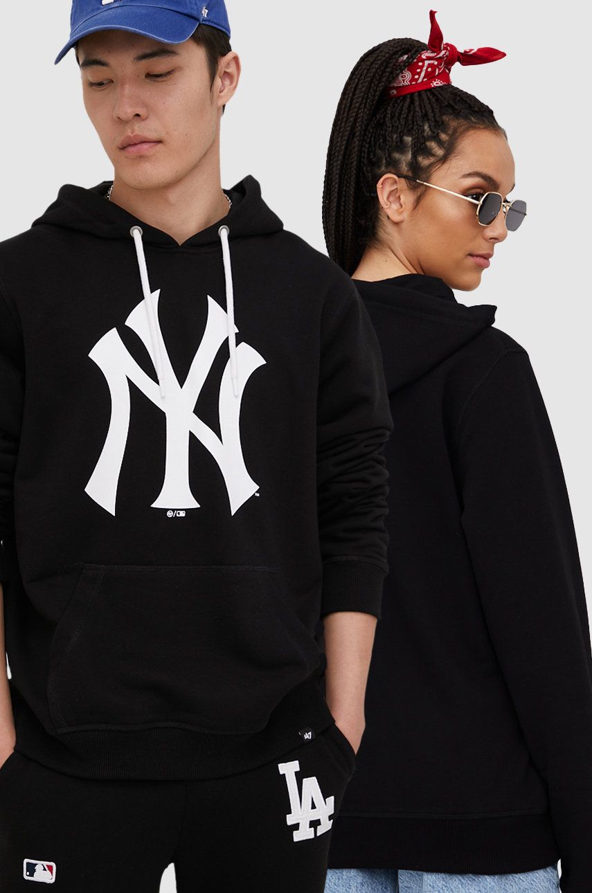 47brand bluza Mlb New York Yankees culoarea negru, cu imprimeu