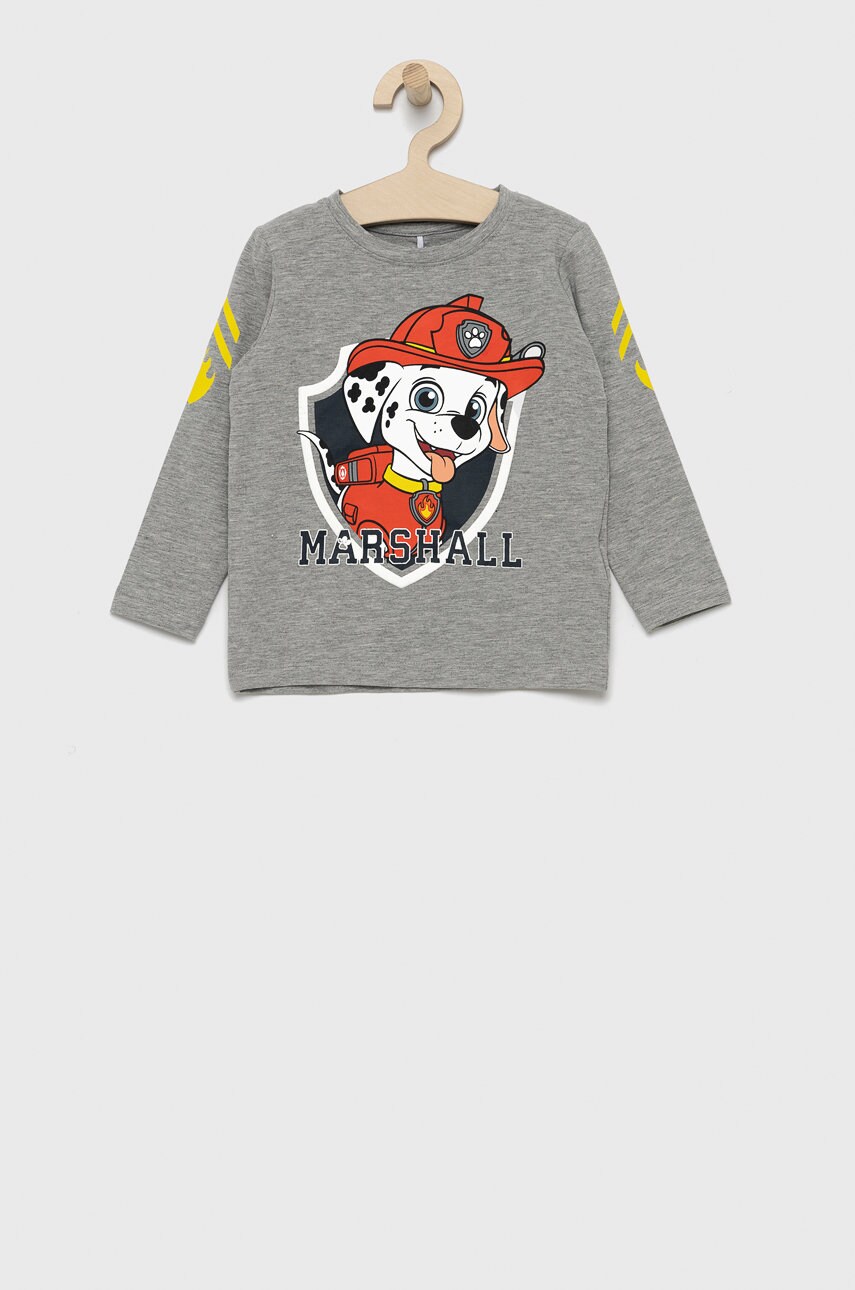 Name It longsleeve copii x paw patrol culoarea gri, cu imprimeu