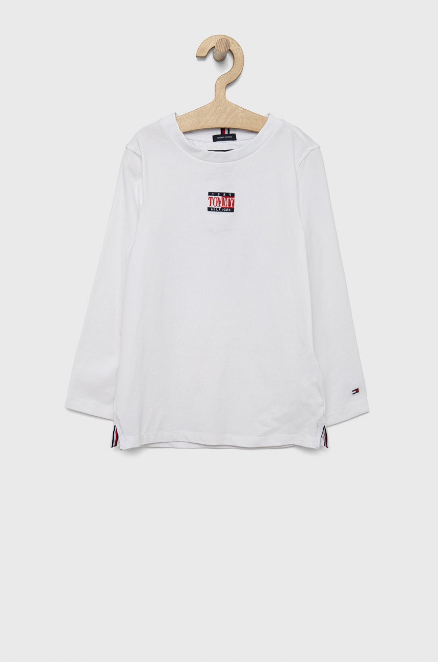 

Детска блуза с дълги ръкави Tommy Hilfiger в бяло с апликация, Бял
