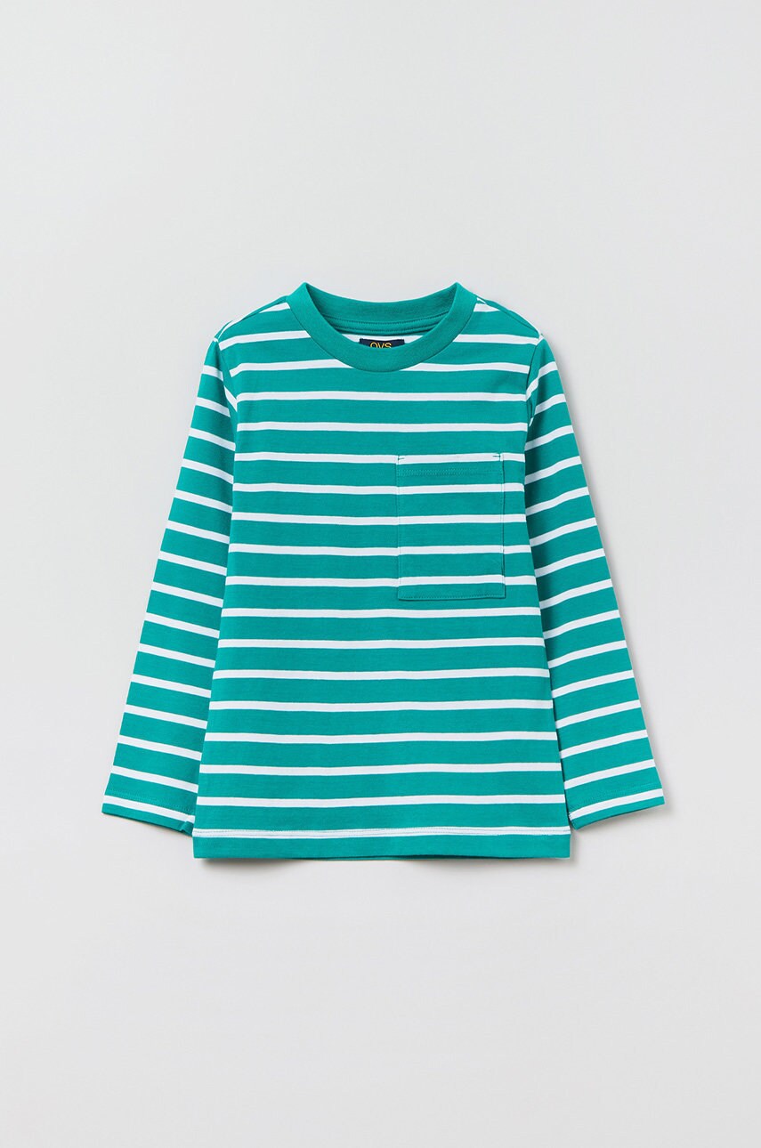 Ovs longsleeve din bumbac pentru copii culoarea verde, modelator