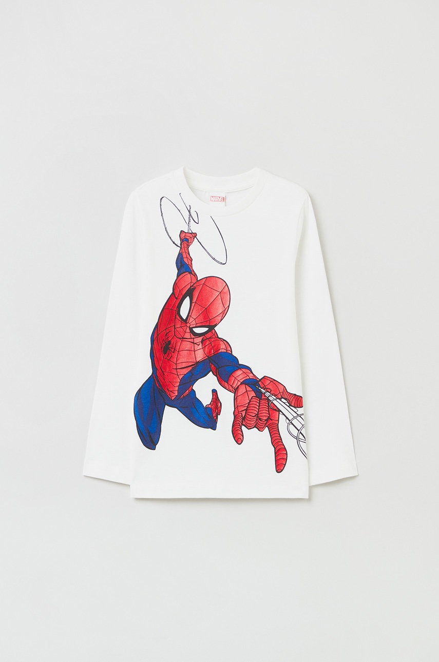 

Детска блуза с дълги ръкави OVS X Spider-man в бяло с принт, Бял