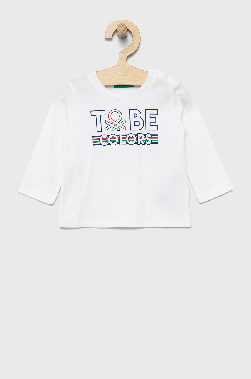 

Детска блуза с дълги ръкави United Colors of Benetton в бяло с принт, Бял