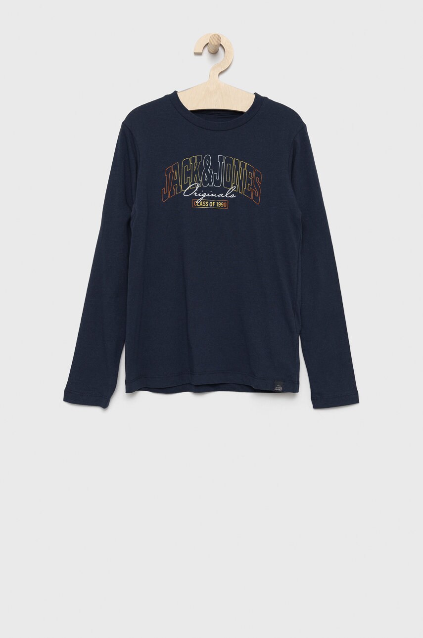 

Детска блуза с дълги ръкави Jack & Jones в тъмносиньо с принт, Тъмносин