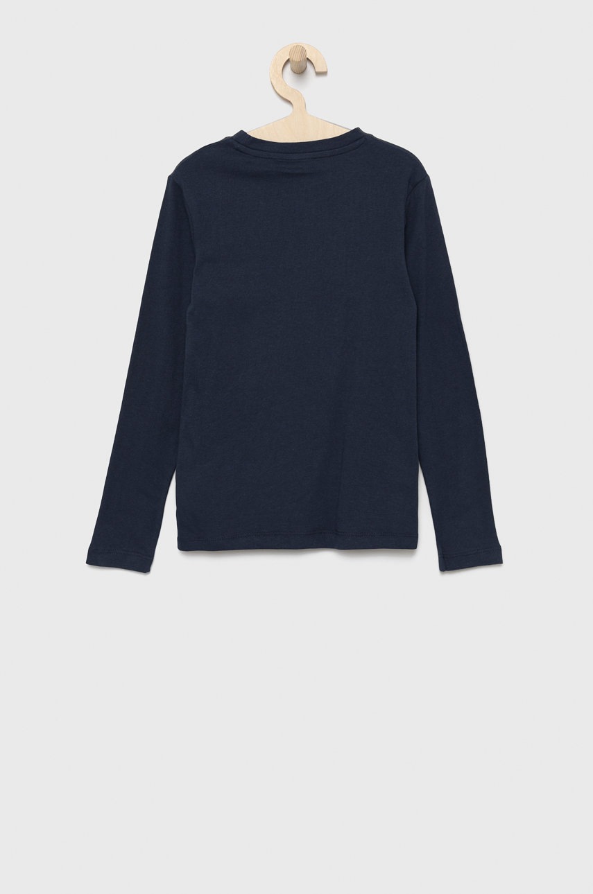 

Хлопковый детский лонгслив Jack & Jones цвет синий с принтом